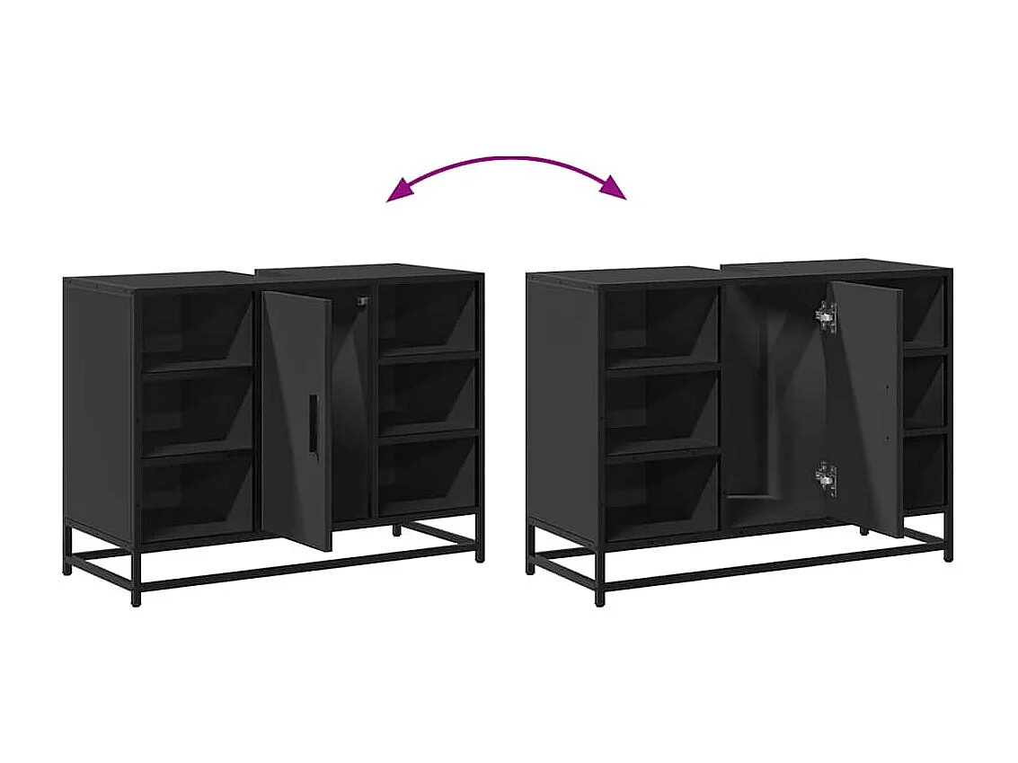 Mueble de baño negro con lavabo de 80x33x60cm de madera de ingeniería