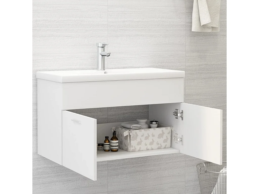 Mueble para lavabo blanco 80x38,5x46 cm Madera de ingeniería