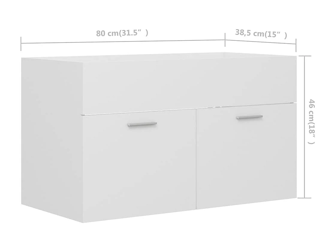 Mobile lavabo bianco 80x38,5x46 cm in legno ingegnerizzato