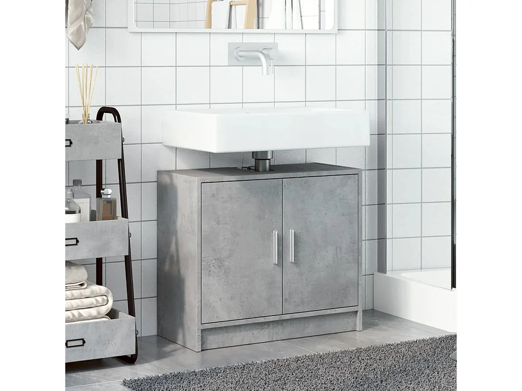 Mobile lavabo grigio cemento 63x29x55 cm in legno ingegnerizzato