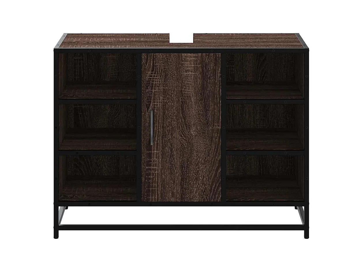 Badkamer wastafelkast bruin eiken bewerkt hout