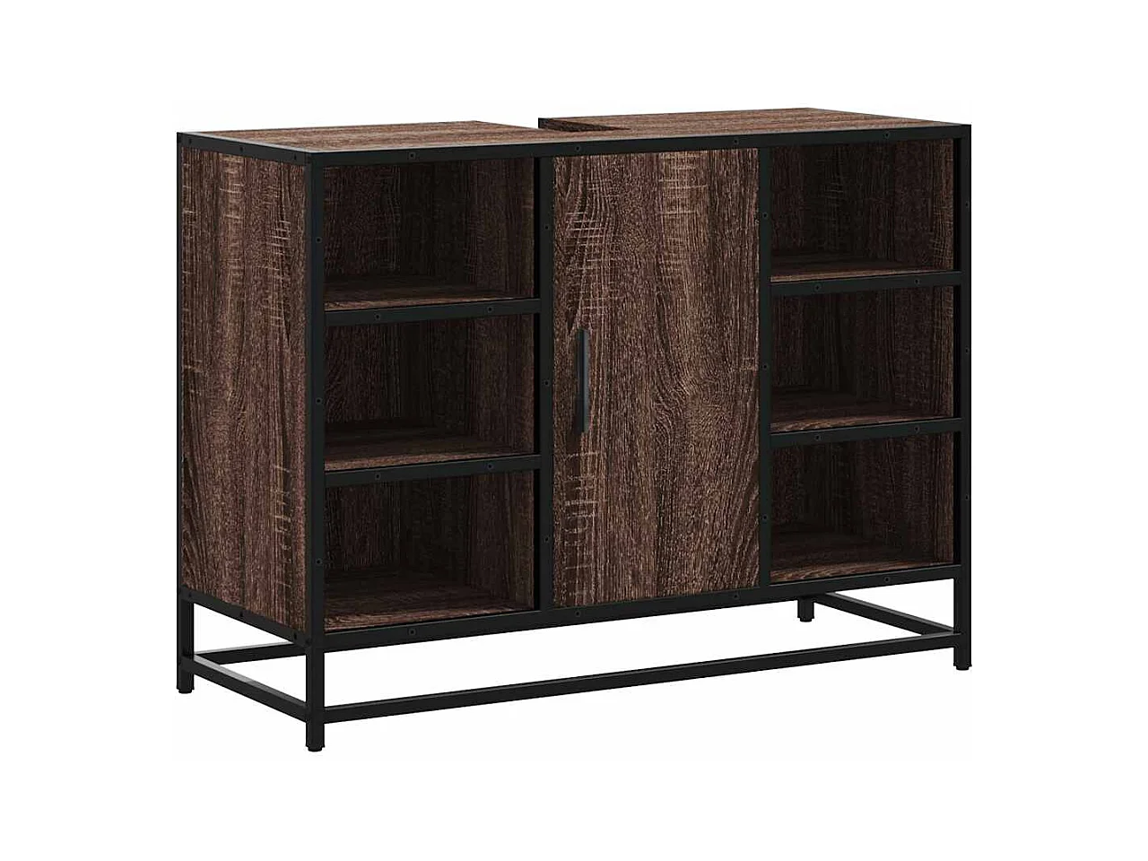 Armoire lavabo de salle de bain chêne marron bois d'ingénierie