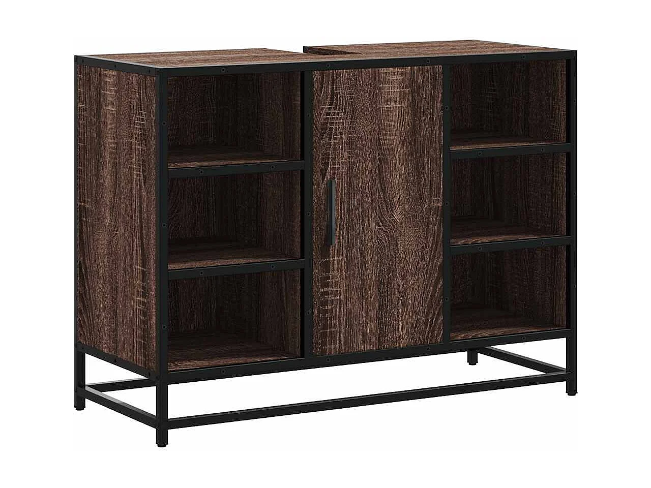 Mueble de lavabo de baño de madera de ingeniería de roble marrón