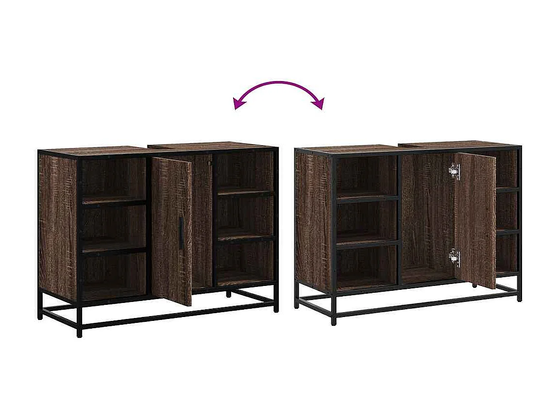 Mueble de lavabo de baño de madera de ingeniería de roble marrón