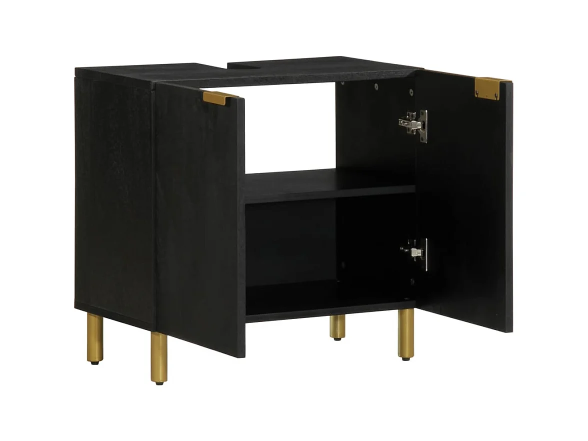 Zwarte wastafelkast van bewerkt hout