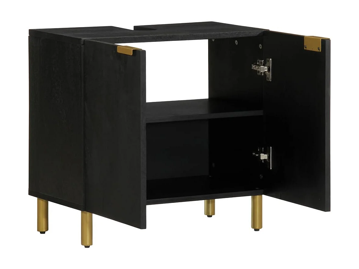 Mueble de lavabo de baño de madera de ingeniería negra