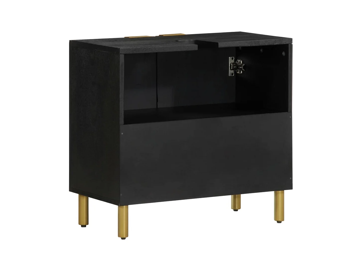 Mueble de lavabo de baño de madera de ingeniería negra