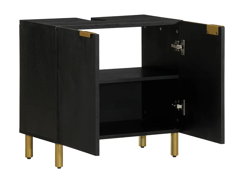 Mueble de lavabo de baño de madera de ingeniería negra