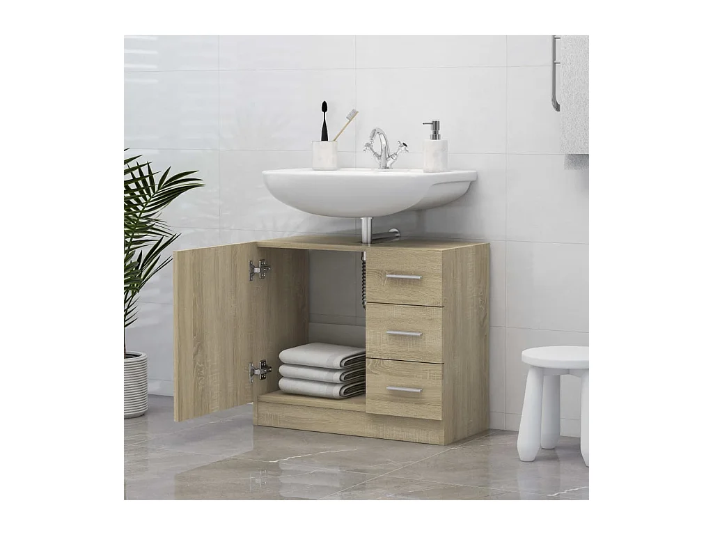 Mueble para fregadero de roble Sonoma de 63 x 30 x 54 cm de madera de ingeniería