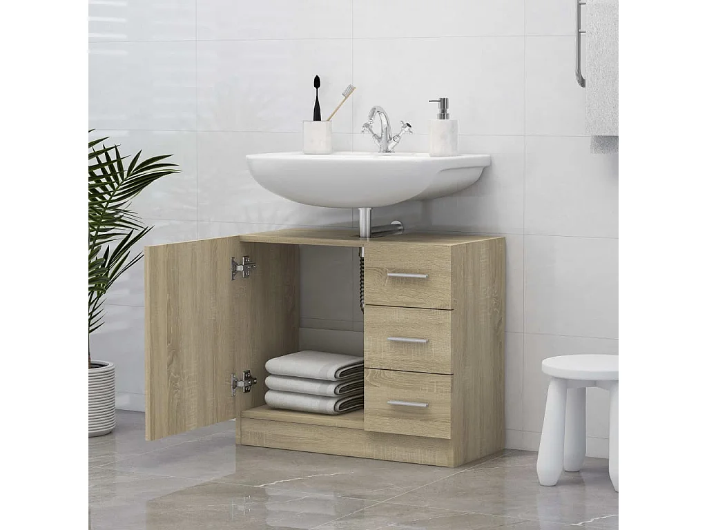 Mueble para fregadero de roble Sonoma de 63 x 30 x 54 cm de madera de ingeniería