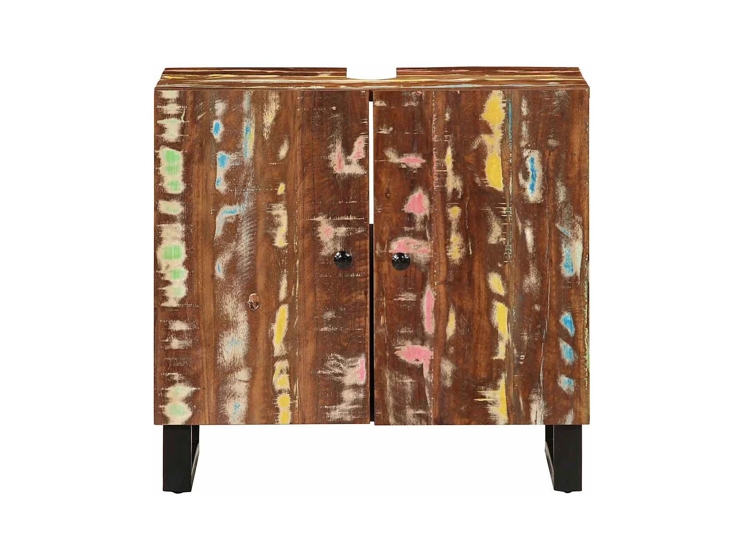 Mobile lavabo 62x33x58 cm in legno di recupero e ingegnerizzato