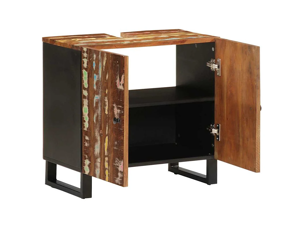 Mobile lavabo 62x33x58 cm in legno di recupero e ingegnerizzato