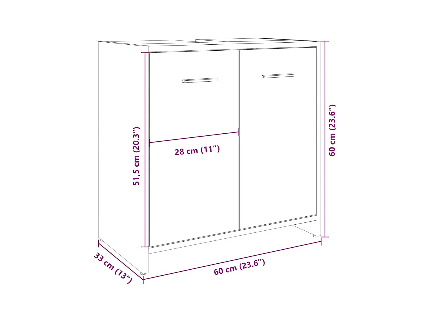 Mueble de baño para lavabo de roble Sonoma 60x33x60 cm