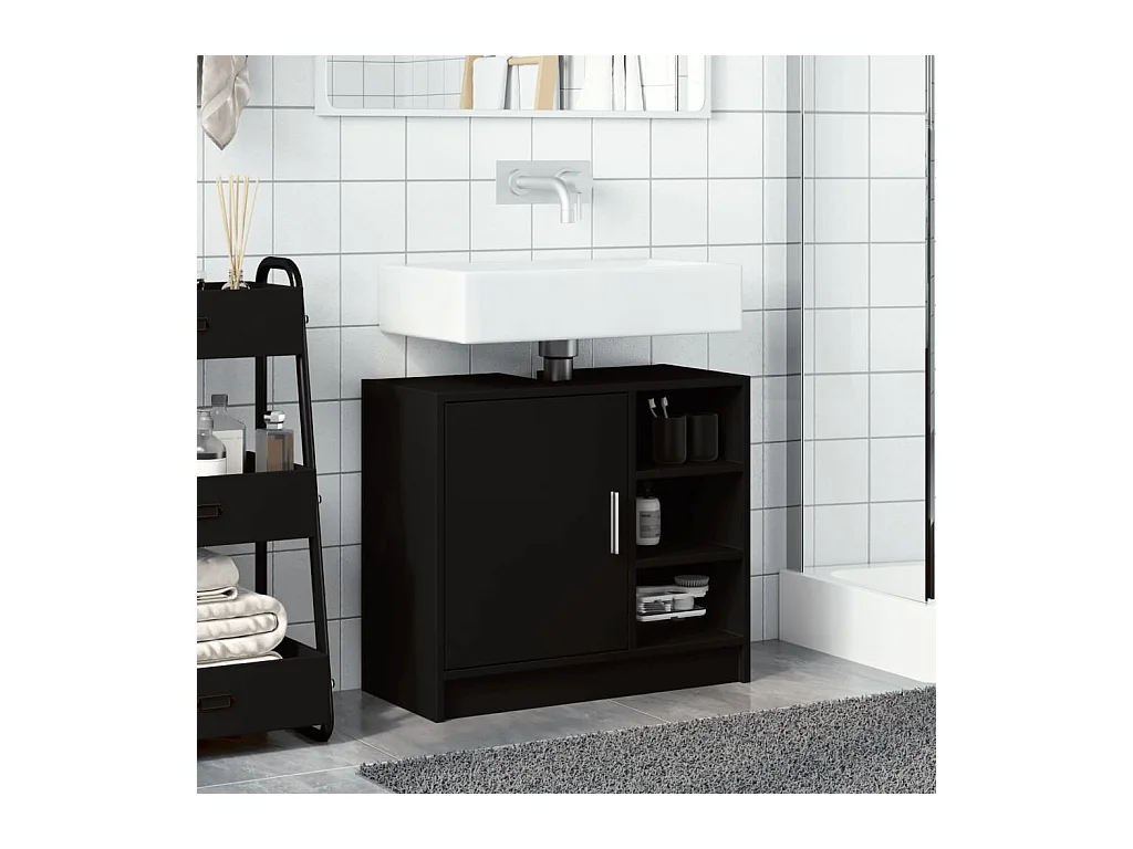 Zwarte wastafelkast 63x29x55 cm bewerkt hout