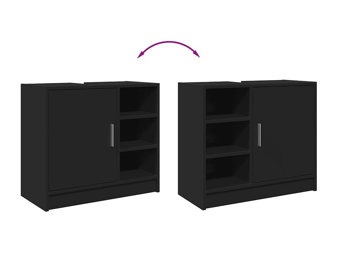 Mueble lavabo negro 63x29x55 cm madera de ingeniería