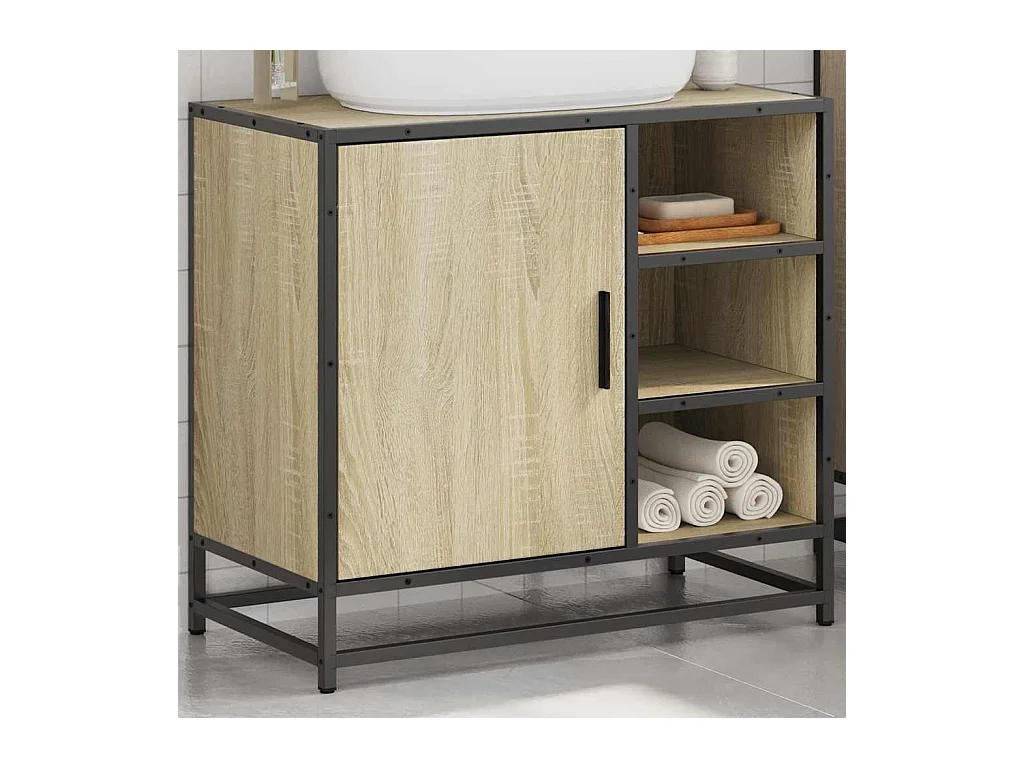 Armoire lavabo de salle de bain chêne sonoma bois d'ingénierie