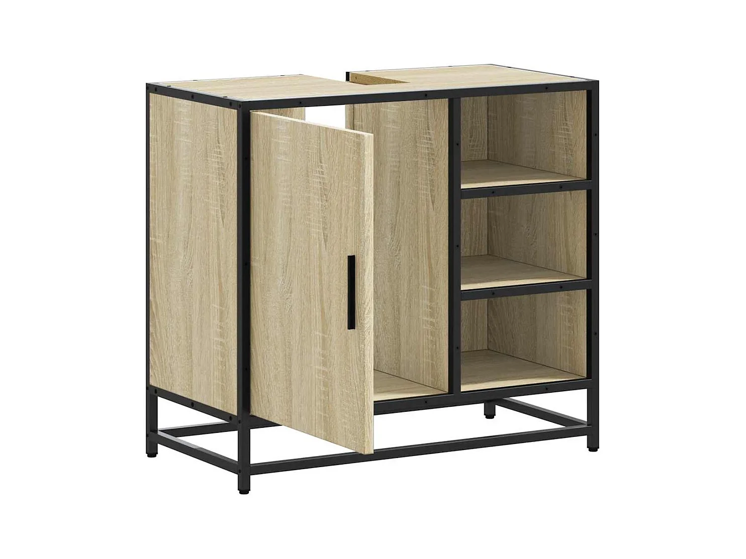 Armoire lavabo de salle de bain chêne sonoma bois d'ingénierie