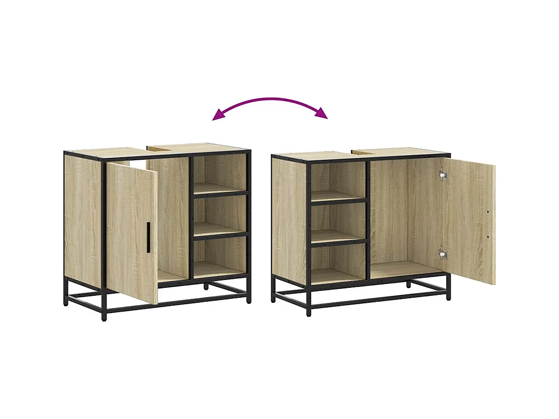 Armoire lavabo de salle de bain chêne sonoma bois d'ingénierie