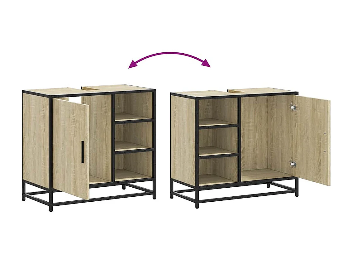 Armoire lavabo de salle de bain chêne sonoma bois d'ingénierie