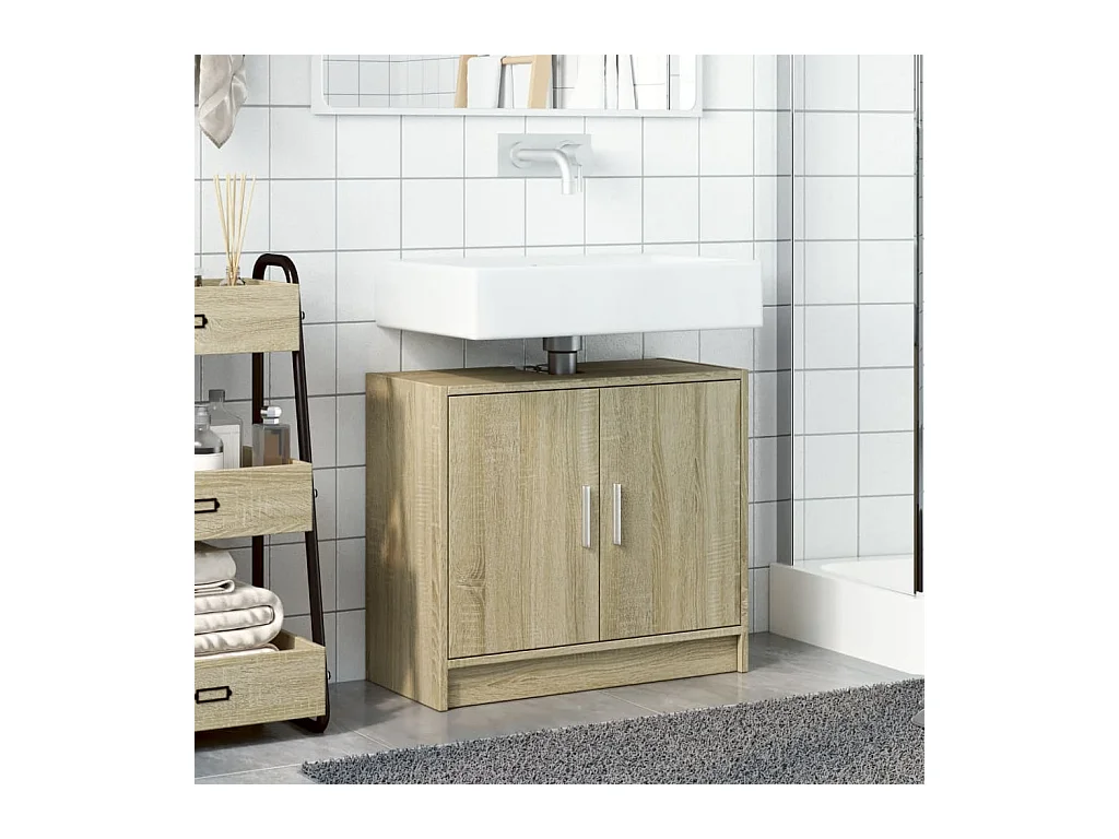 Mueble lavabo roble Sonoma 63x29x55 cm madera de ingeniería