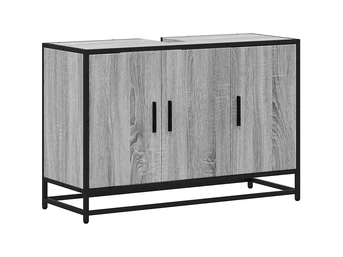 Armoire de lavabo de salle de bain sonoma gris 90x33x60 cm