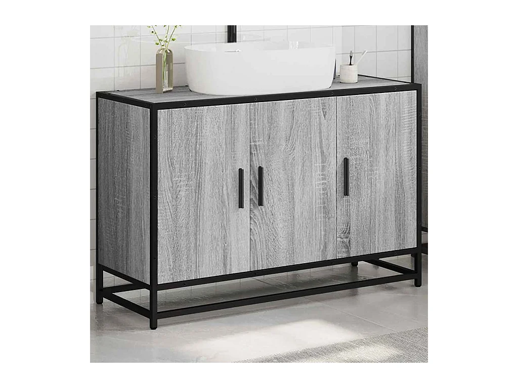 Armoire de lavabo de salle de bain sonoma gris 90x33x60 cm