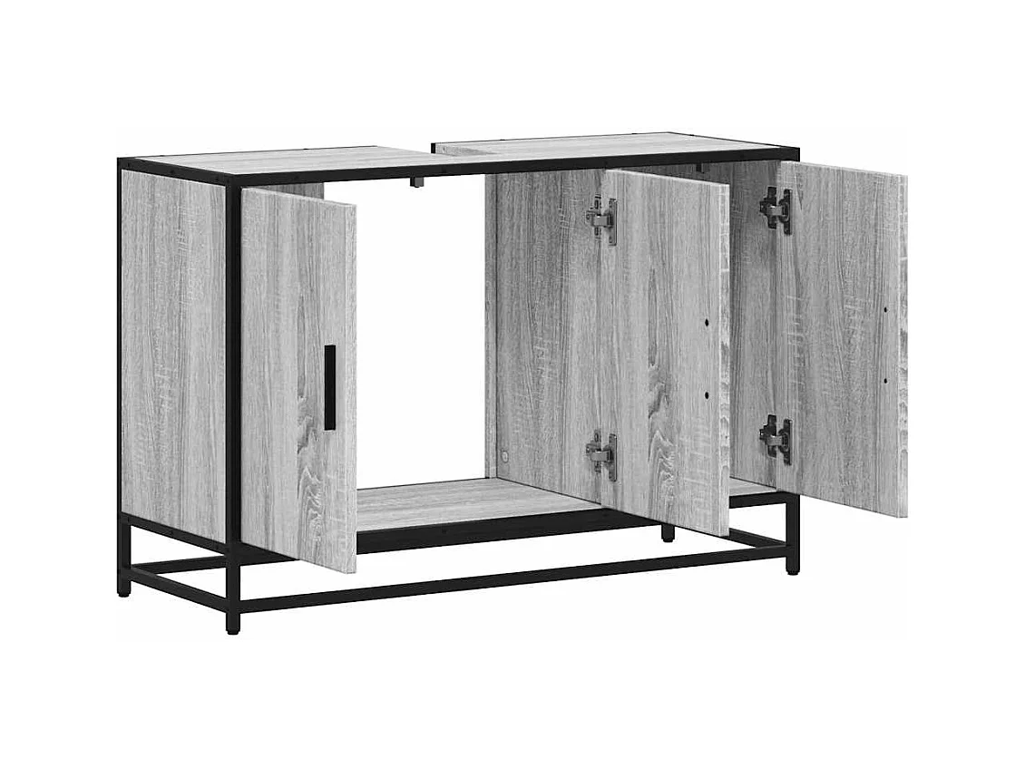 Armoire de lavabo de salle de bain sonoma gris 90x33x60 cm