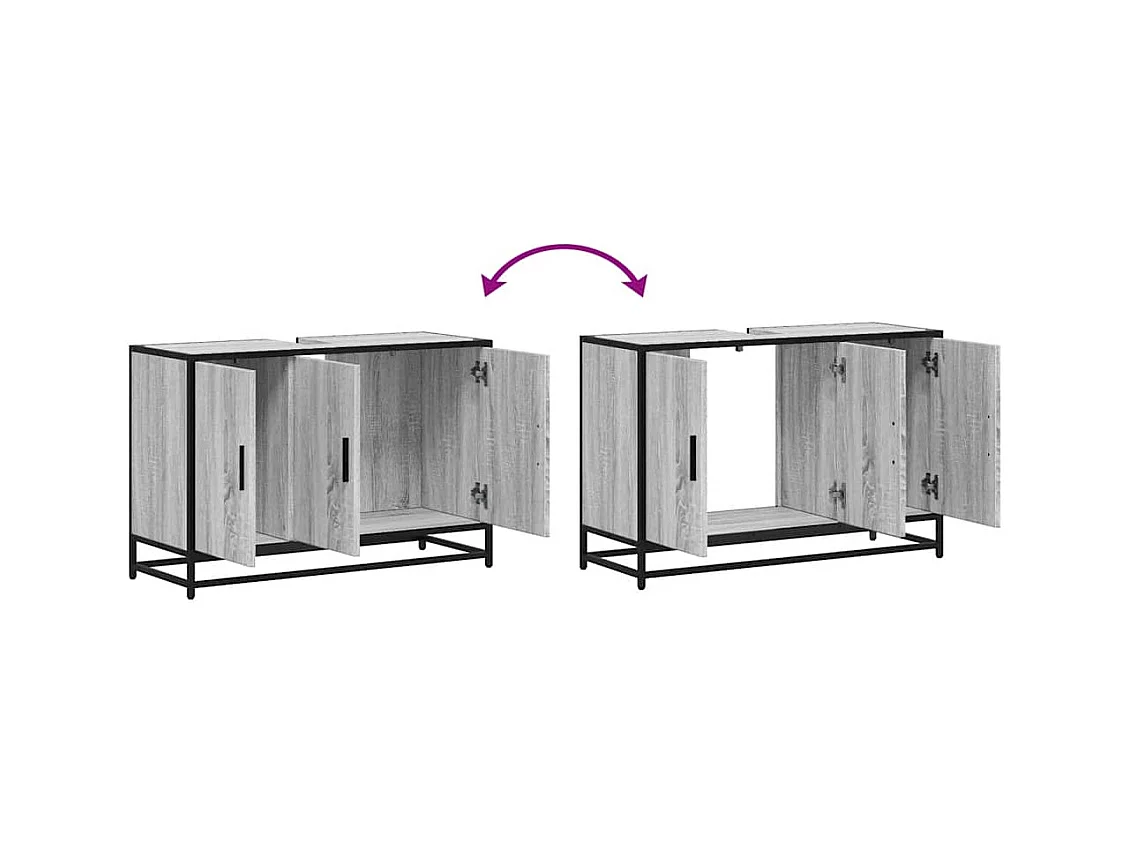 Armoire de lavabo de salle de bain sonoma gris 90x33x60 cm