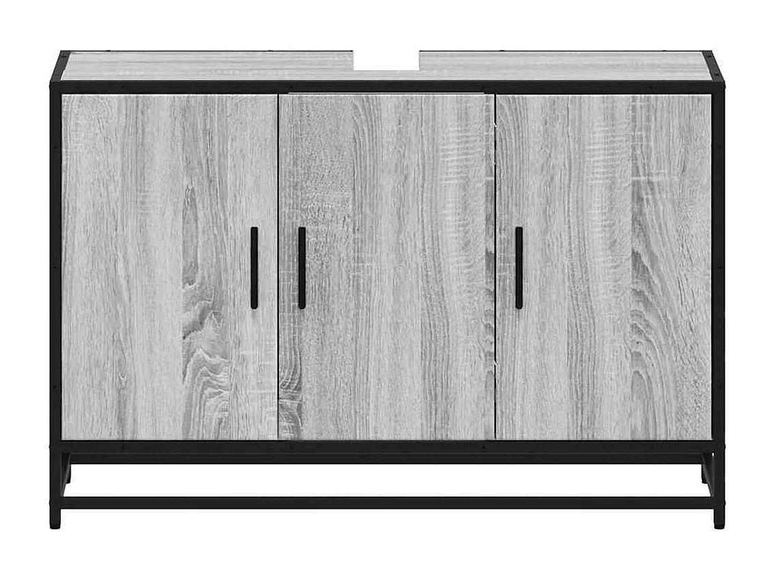 Armoire de lavabo de salle de bain sonoma gris 90x33x60 cm