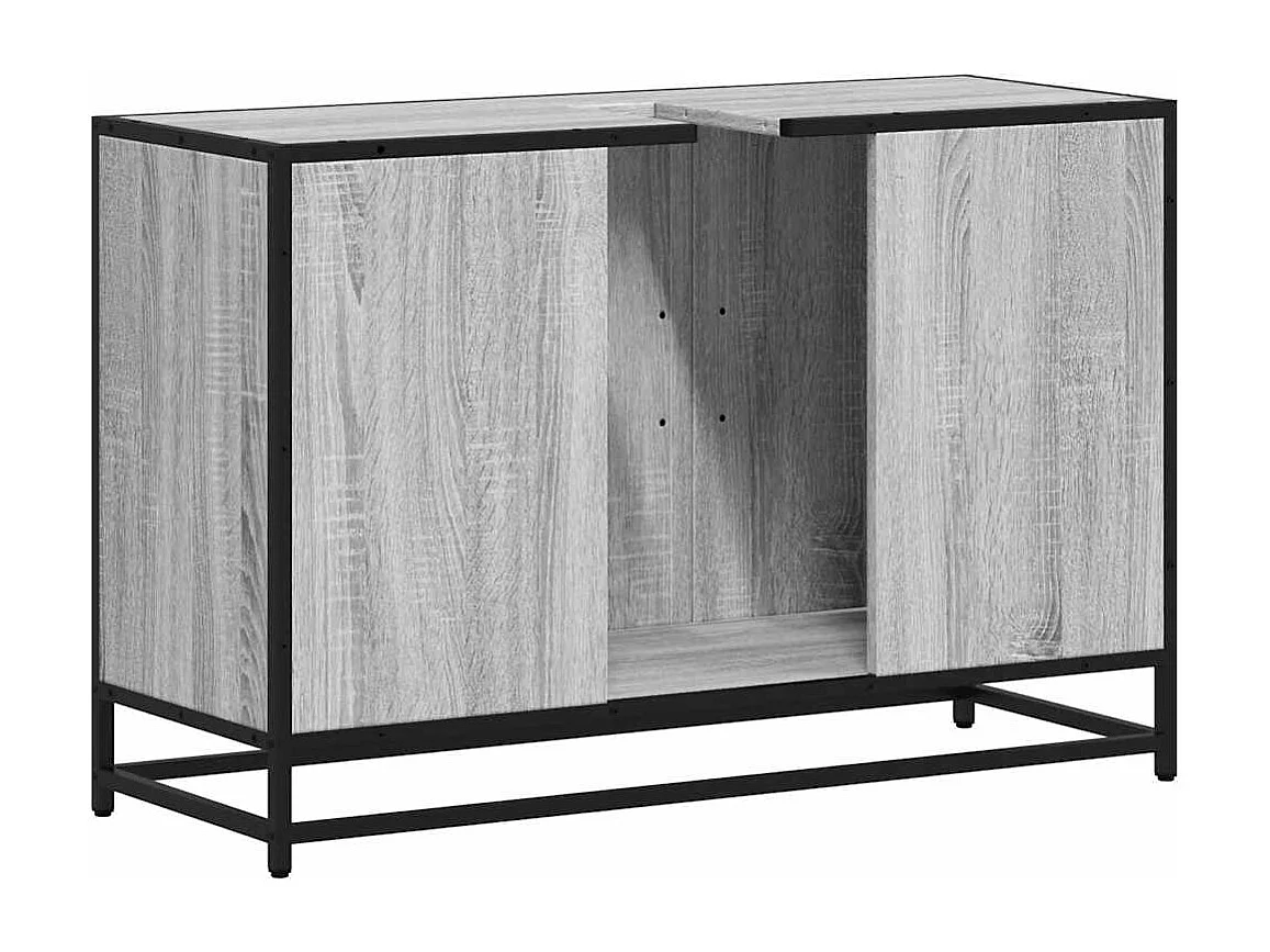 Armoire de lavabo de salle de bain sonoma gris 90x33x60 cm