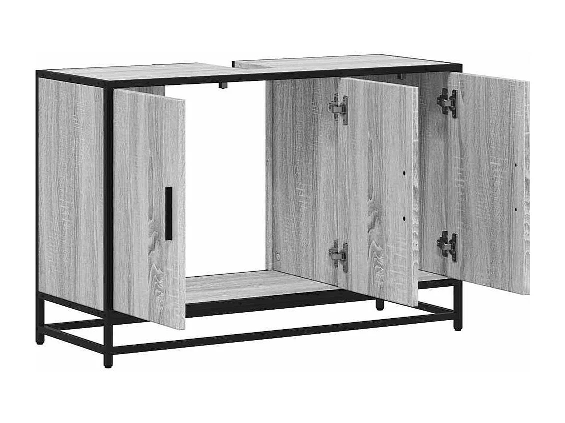 Armoire de lavabo de salle de bain sonoma gris 90x33x60 cm