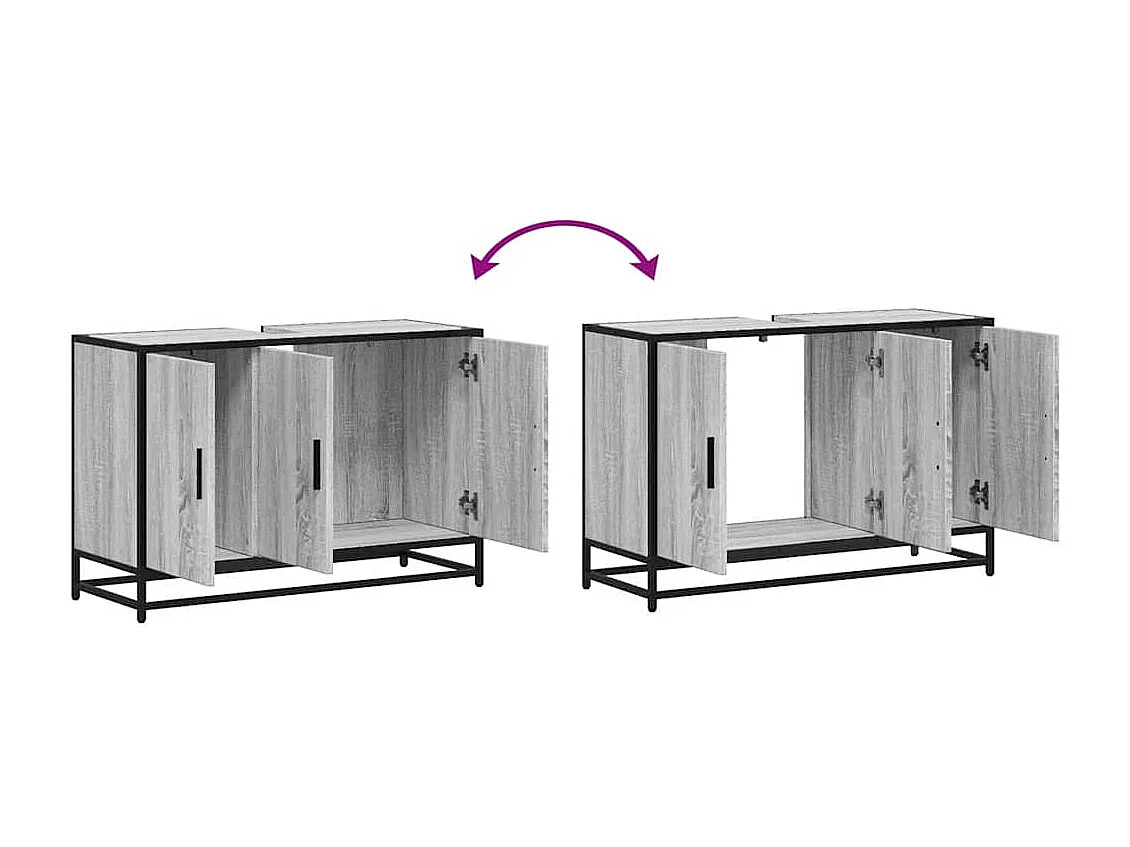 Armoire de lavabo de salle de bain sonoma gris 90x33x60 cm