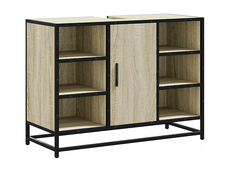 Armoire lavabo de salle de bain chêne sonoma bois d'ingénierie