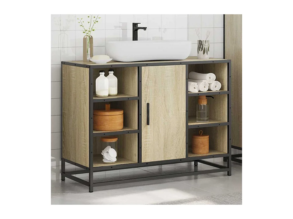 Sonoma eikenhouten wastafelkast voor in de badkamer