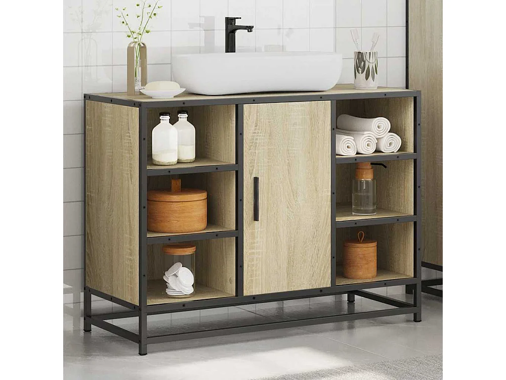 Sonoma eikenhouten wastafelkast voor in de badkamer