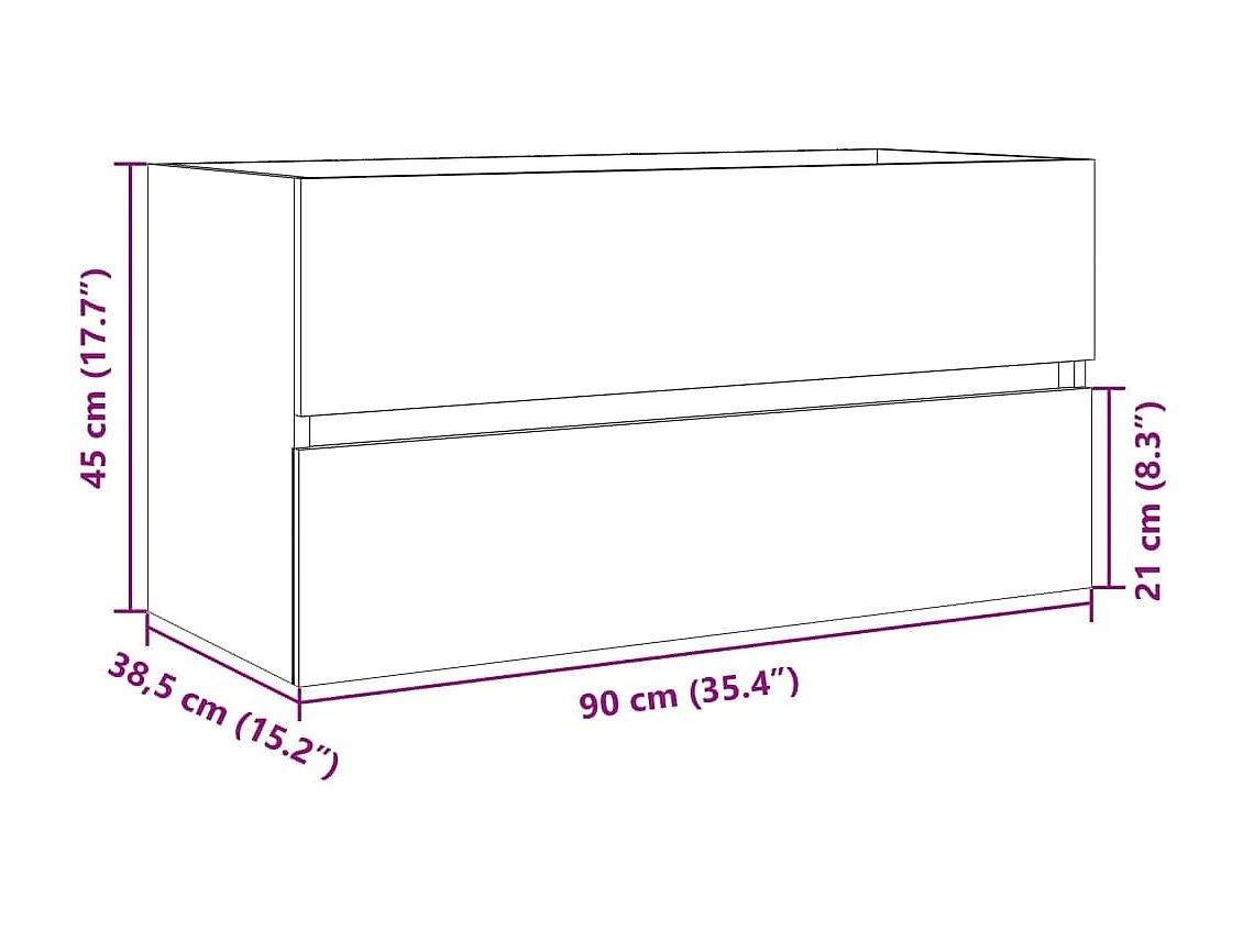 Sonoma Eiken Spoelbakkast 90x38,5x45 cm Spaanplaat