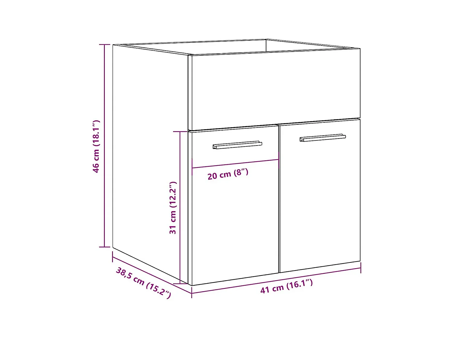 Betongrijs badkamer wastafelmeubel 41x38,5x46 cm