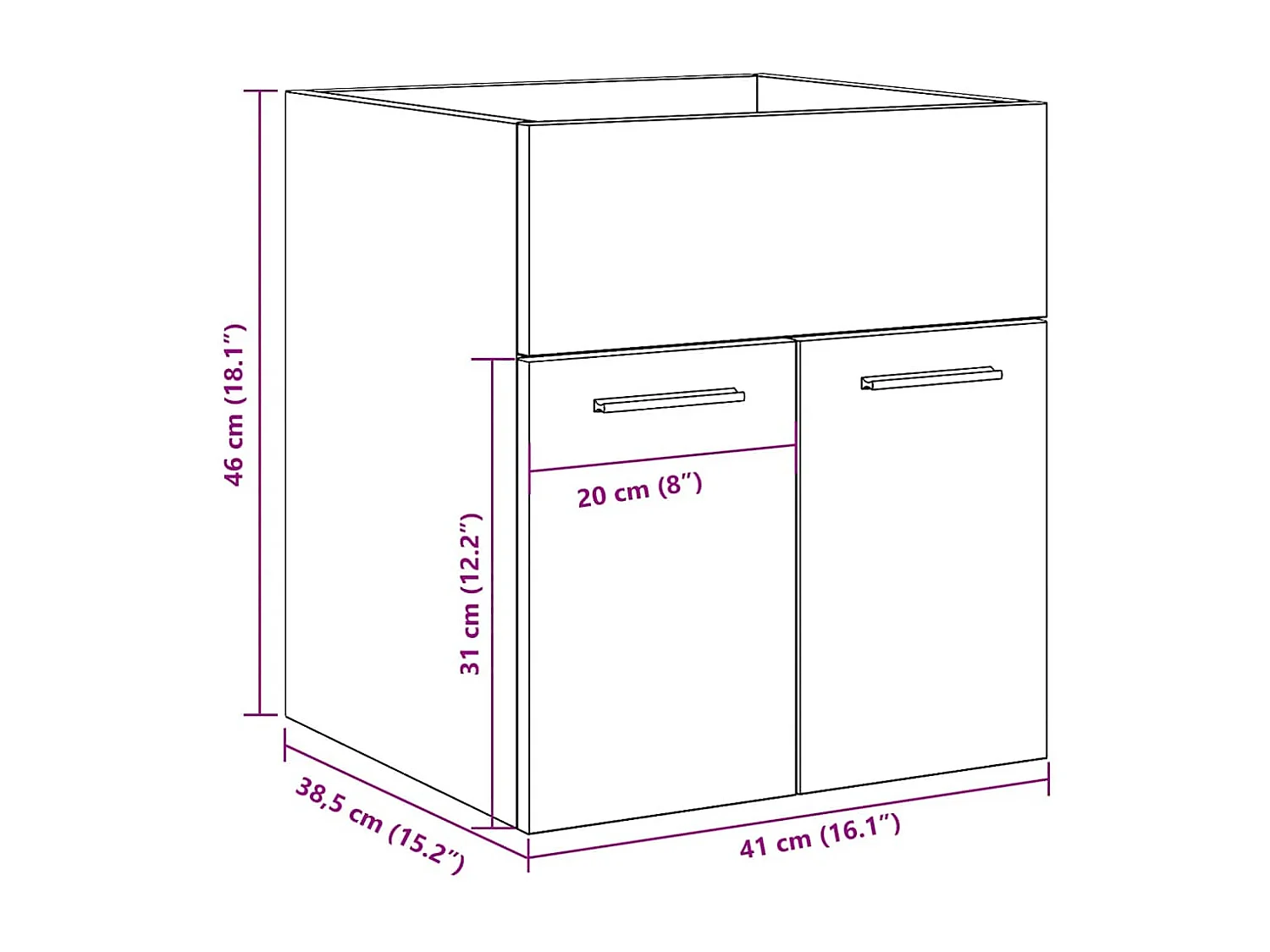 Betongrijs badkamer wastafelmeubel 41x38,5x46 cm