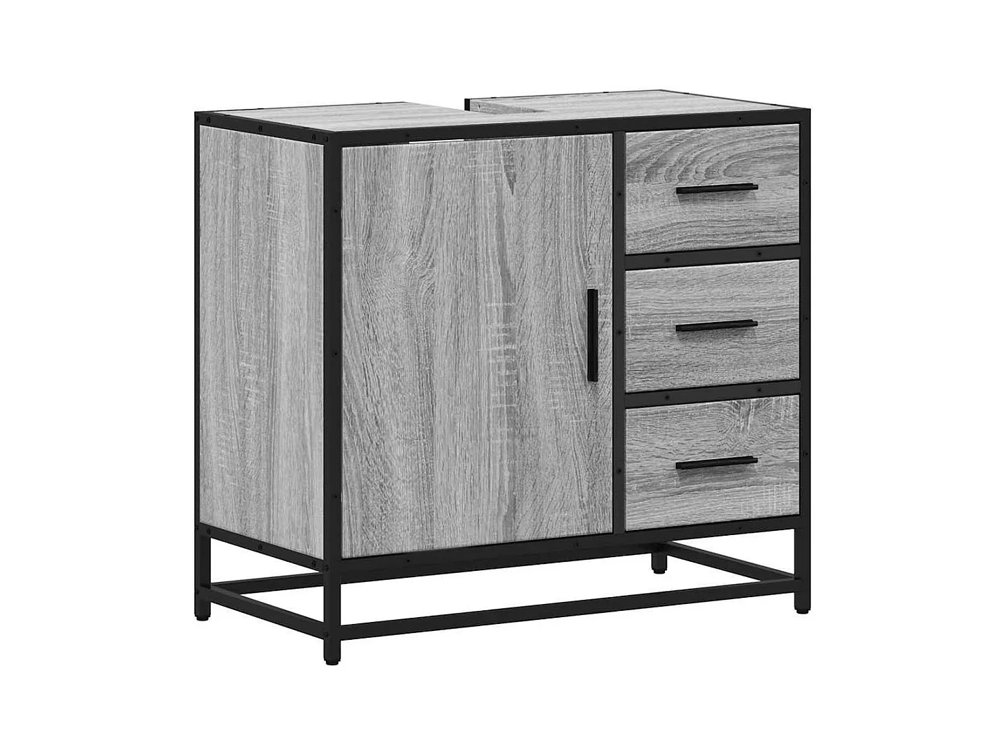 Armoire de lavabo de salle de bain sonoma gris 65x33x60 cm