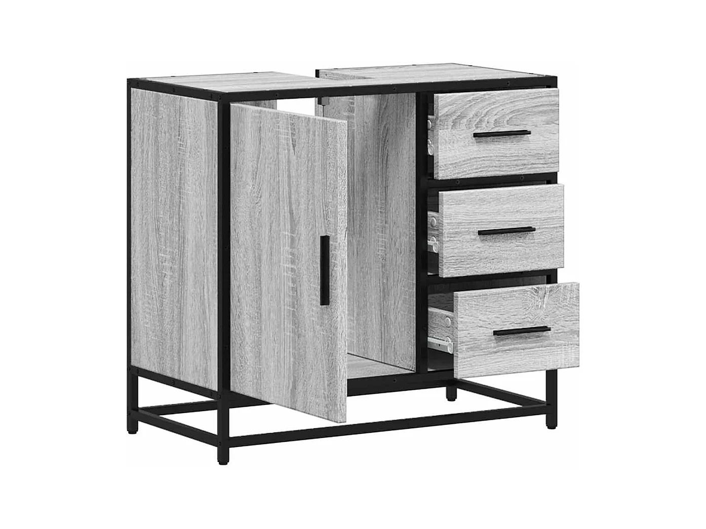 Armoire de lavabo de salle de bain sonoma gris 65x33x60 cm