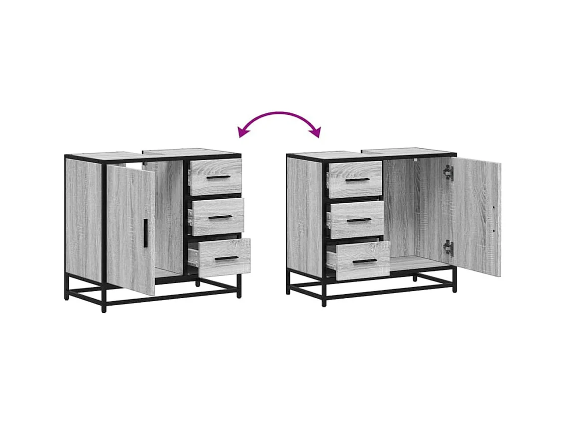 Armoire de lavabo de salle de bain sonoma gris 65x33x60 cm