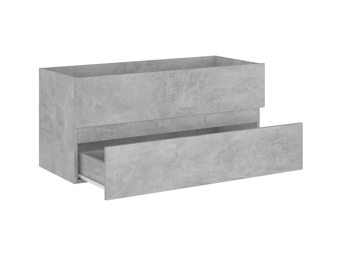 Betongrijze spoelbakkast 100x38,5x45 cm bewerkt hout