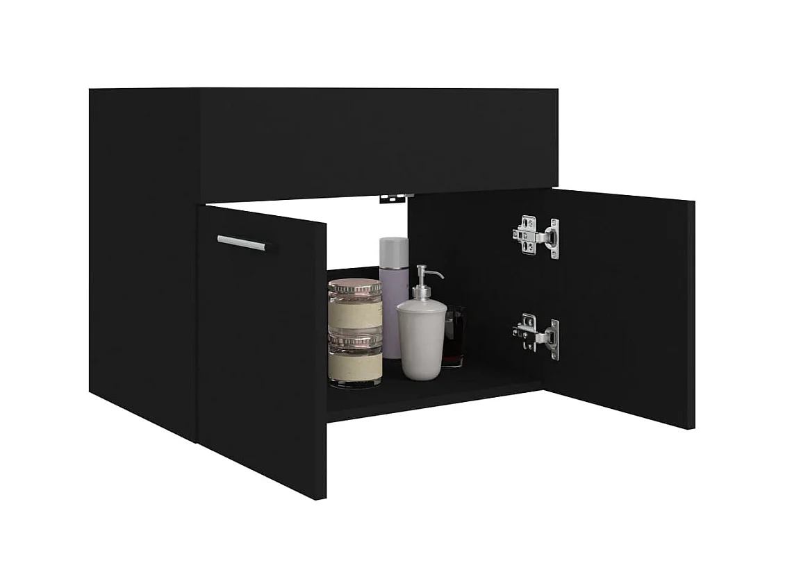 Zwarte spoelbakkast 60x38,5x46 cm bewerkt hout