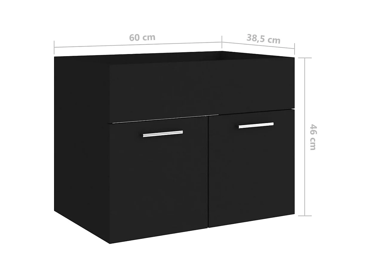 Mueble para lavabo negro de 60 x 38,5 x 46 cm de madera de ingeniería
