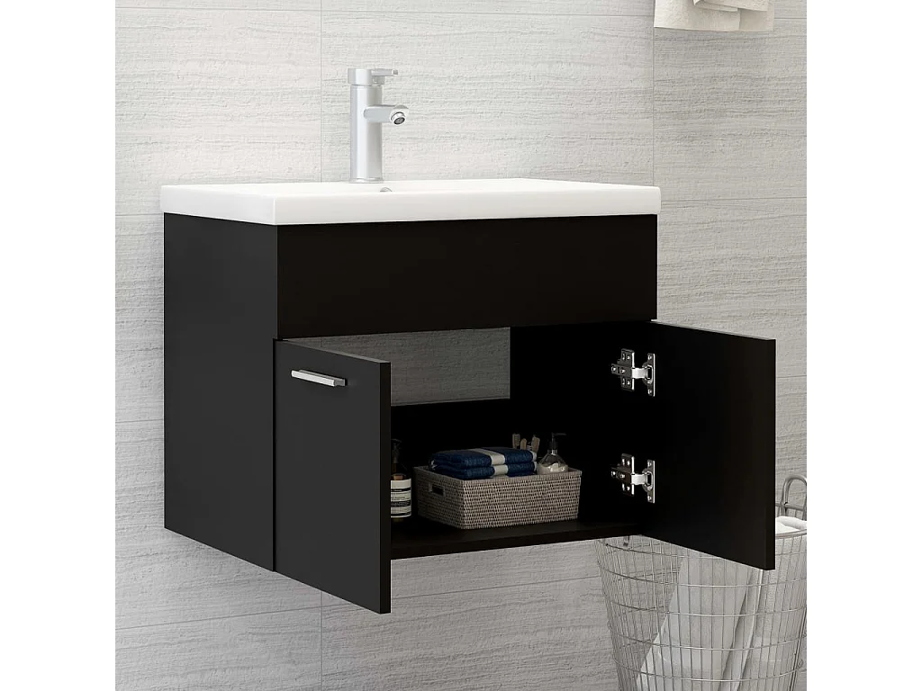 Mobile lavabo nero 60x38,5x46 cm in legno ingegnerizzato