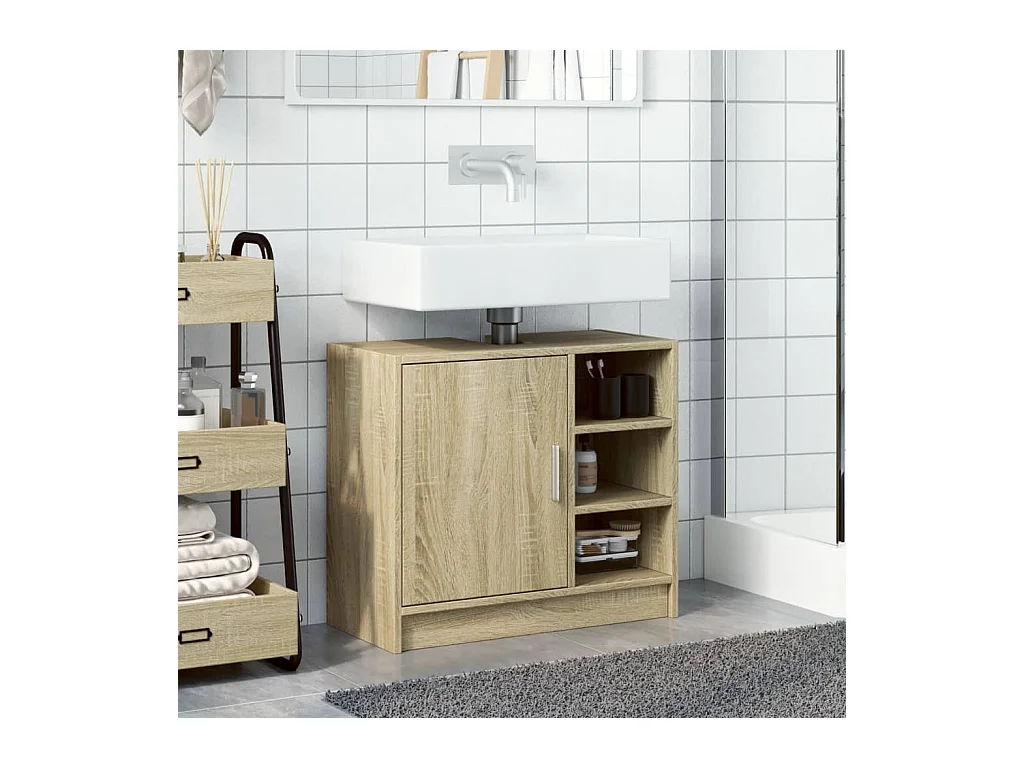Mueble lavabo roble Sonoma 63x29x55 cm madera de ingeniería