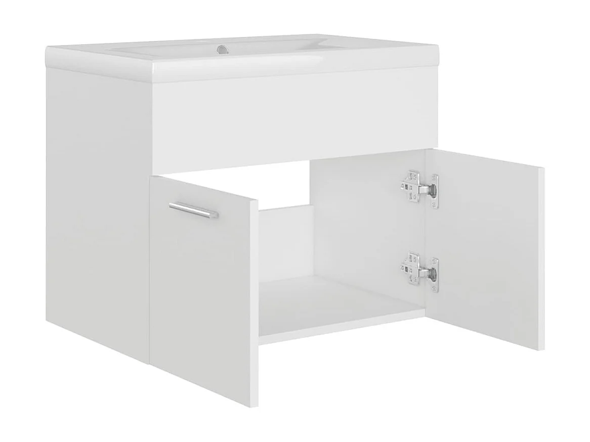 Spülenschrank mit integrierter Spüle, Spanplatte weiß