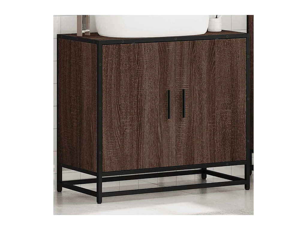 Armoire de lavabo de salle de bain chêne marron 65x33x60 cm