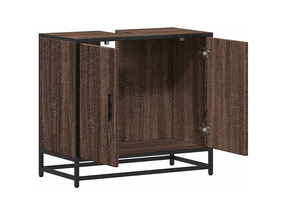 Armoire de lavabo de salle de bain chêne marron 65x33x60 cm