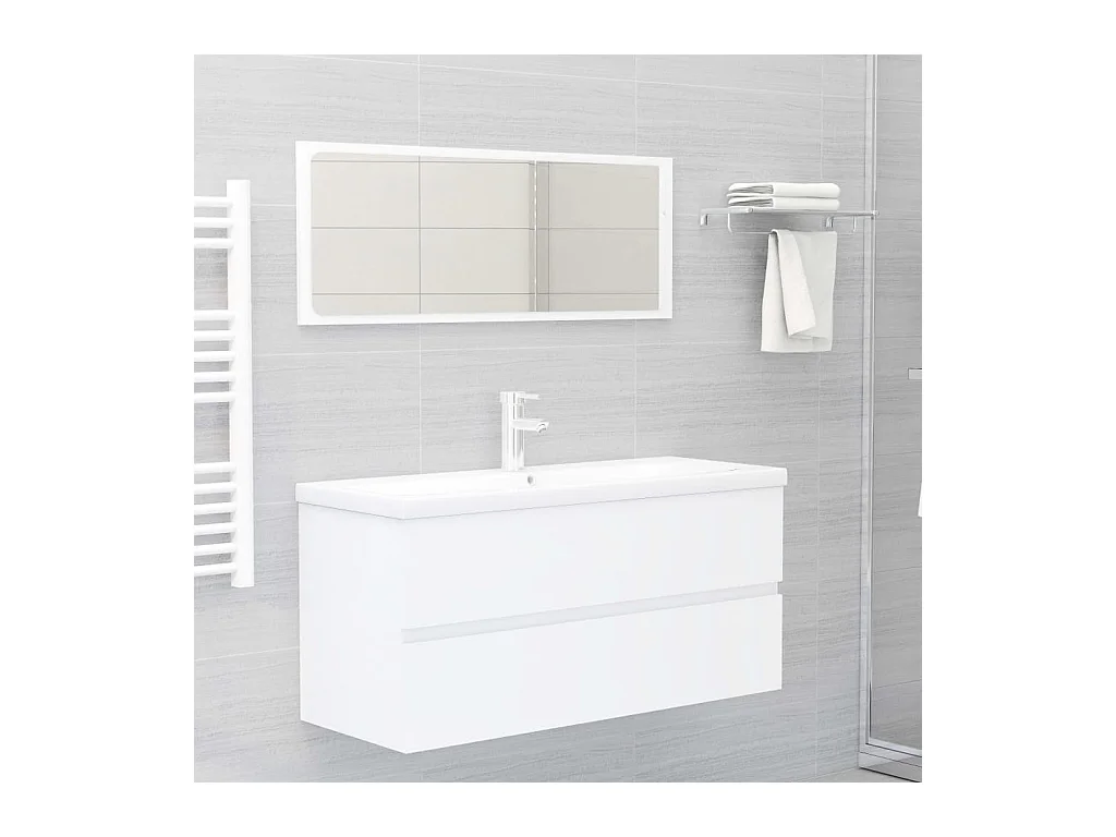 Witte spoelbakkast 100x38,5x45 cm bewerkt hout